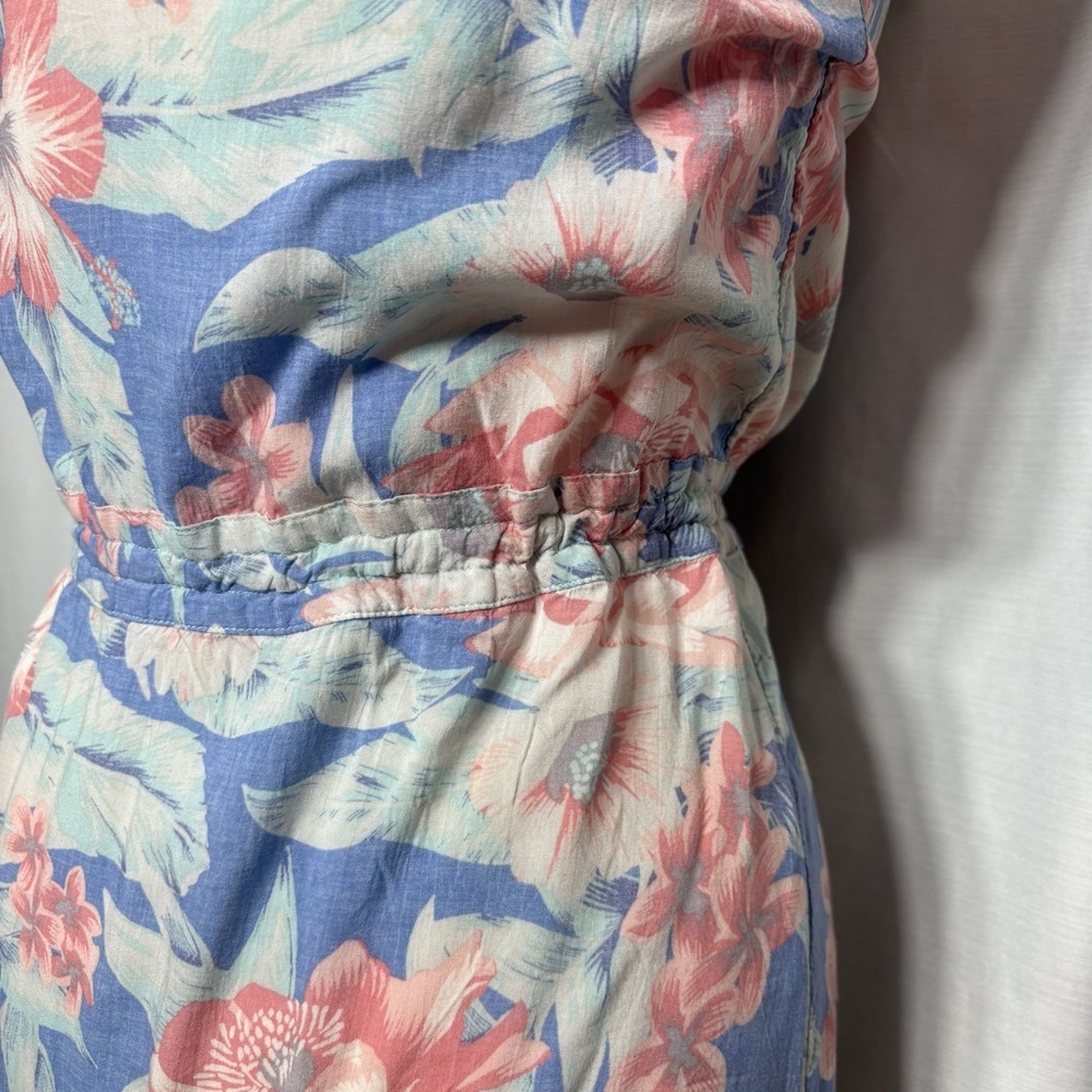 Rip Curl Floral Maxi Dress Boho Beach Vacation Summer Button Down Slit Size M - Picture 10 of 11
